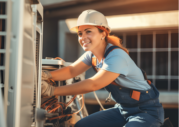 Electrician handles electrical wires